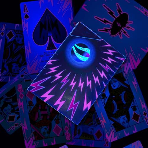LYJXIAITY UV Black Light Playing Cards - Neon Fluorescent Glow Deck for Casino Night, Parties, and Poker for Collectors, 1 Pack