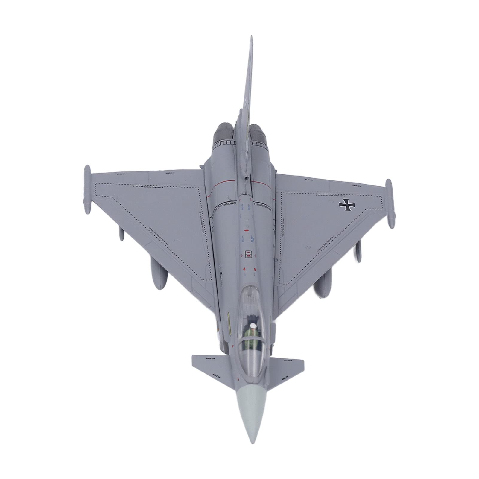 Modello di Aereo, Aereo da Caccia Eurofighter Typhoon EF2000 in Scala 1:100, Modello di in Lega con Espositore per la Decorazione della Tavola dell'ufficio Domestico da Collezione