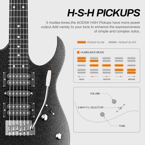 Aodsk AX Electric Guitar,39 Inch Beginner Electric Guitar Kit,Full Size Electric Guitar Starter Kit thumb #2