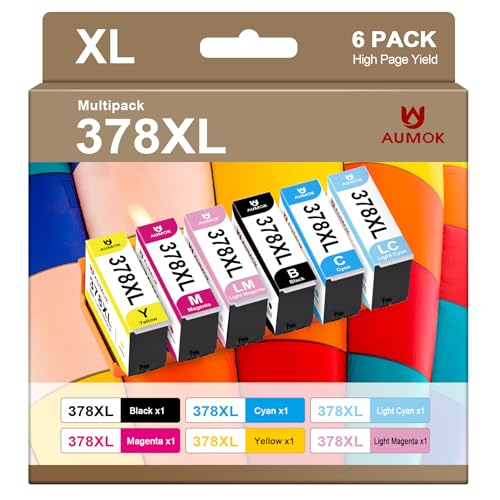 AUMOK 378 XL Druckerpatronen Multipack Ersatz für Epson 378 378XL Druckerpatronen für Epson Expression Photo XP-8600 Patronen XP-8700 XP-8000 XP-8500 XP-8505 XP-8605 XP-8005 XP-15000 (6-Farben)