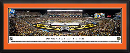 NHL 2017 Stadium Series (Penguins vs Flyers) - 44x18-inch Deluxe Framed Picture with Flyers Mat by Blakeway Panoramas