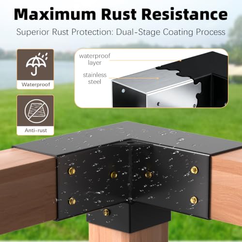 Image of Pergola Kit, 3-Way Pergola Brackets for 4 inchx 4 inch (Actual 3.5 inch X 3.5 inch)