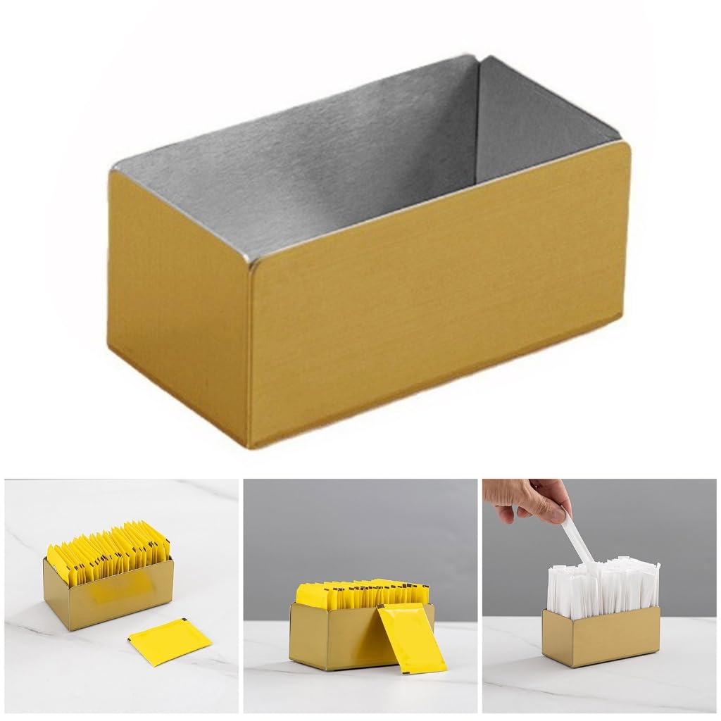 Vdaxvme Teas Bag Storage Box for Home and Coffee Shop Counters 304 Stainless Steel Sugar Packet Organiser Cotton Swab Holder