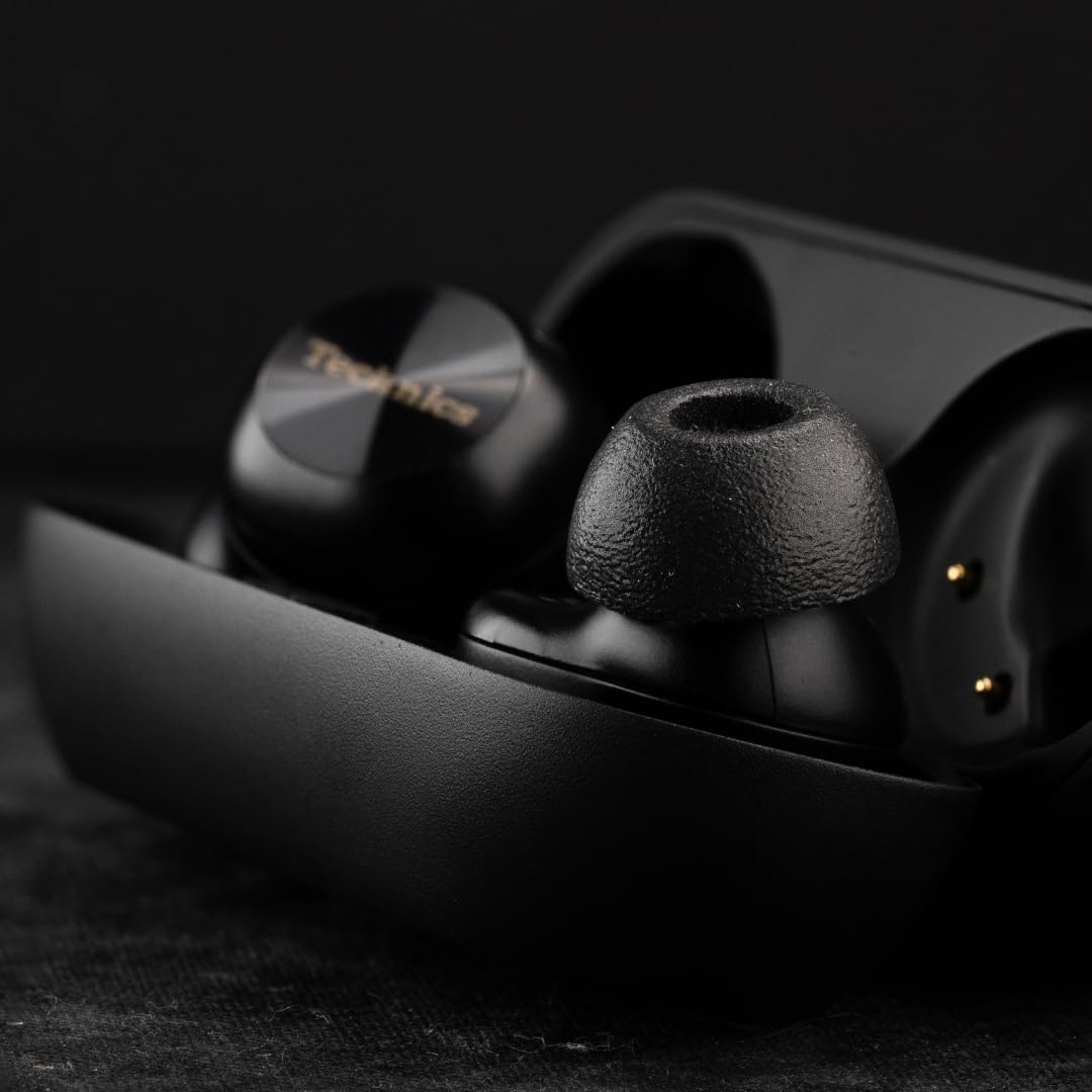 Comply Schiuma TrueGrip TWo-220-C Premium Memory Foam Ear Tips per Technics EAH-AZ100, Denon PerL Pro & More – Comfort migliorato, vestibilità sicura, isolamento acustico superiore – S, nero (3 paia)