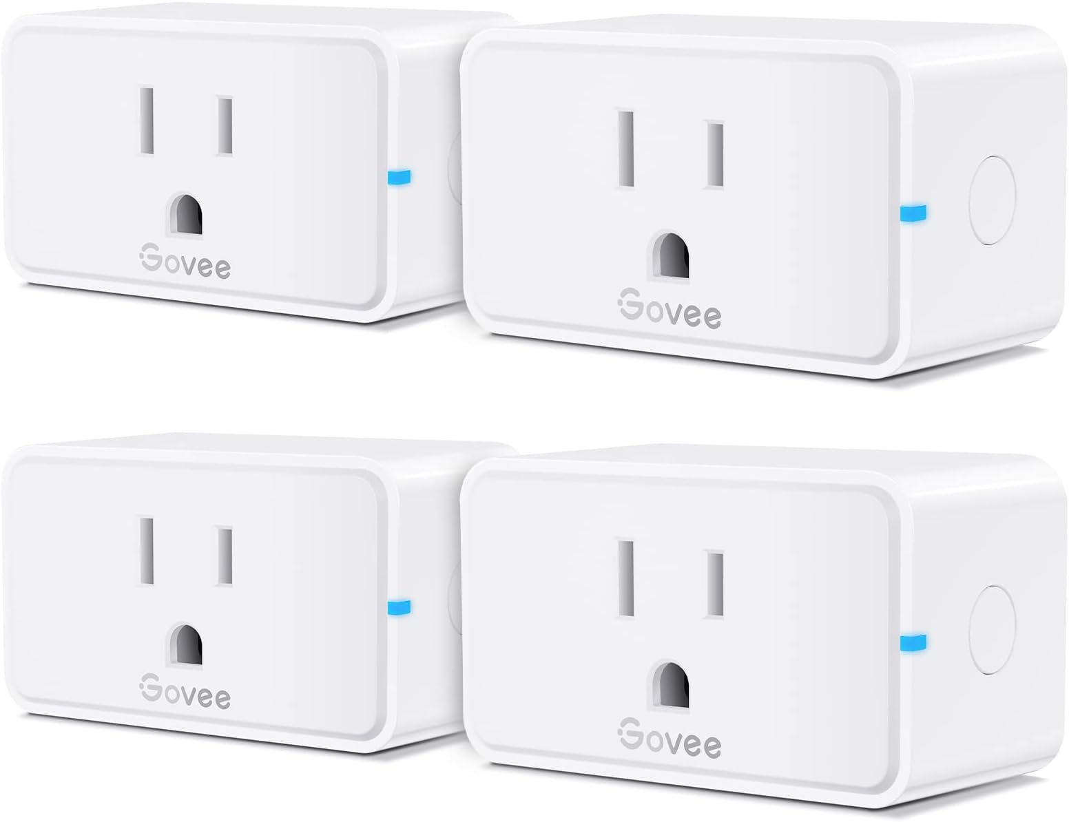 Govee Smart Plug 15A, WiFi Bluetooth Outlets 4 Pack Work with Alexa and Google Assistant, WiFi Plugs with Multiple Timers, Govee Home APP Group Control Remotely, No Hub Required, ETL&FCC Certified