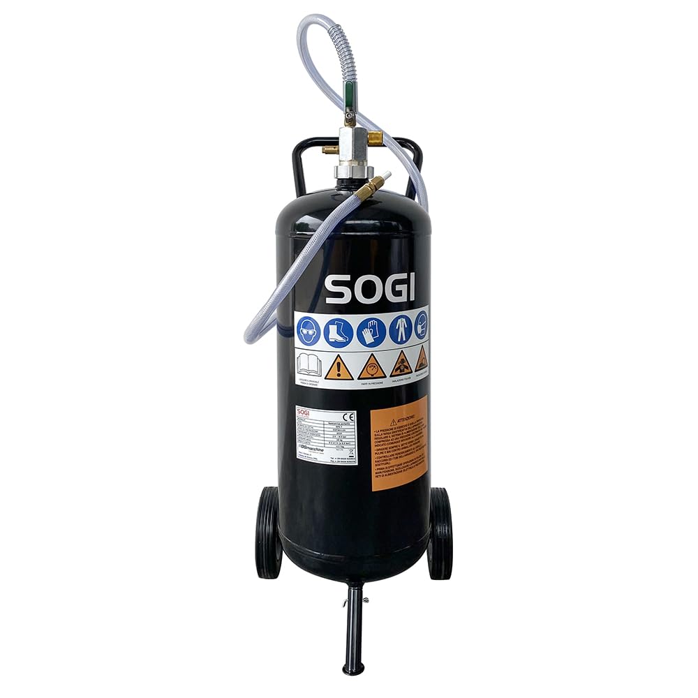 SOGI SPS-7 Sabbiatrice portatile a bicarbonato di sodio - 26.5 L (7 galloni) - 6.2 bar - uso esterno e interno (Sabbiatrice + 25 kg di bicarbonato di sodio)