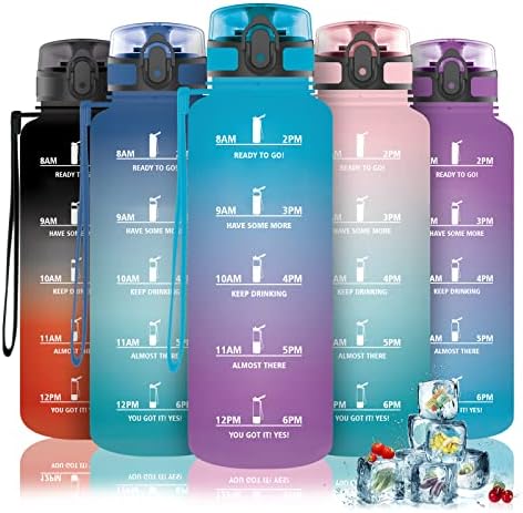 Grsta water bottle with time markings - Water bottle 0.5l, BPA free water bottle - Kids water bottles, Leakproof water bottle for School, Bike, Run, Travel, Outdoor