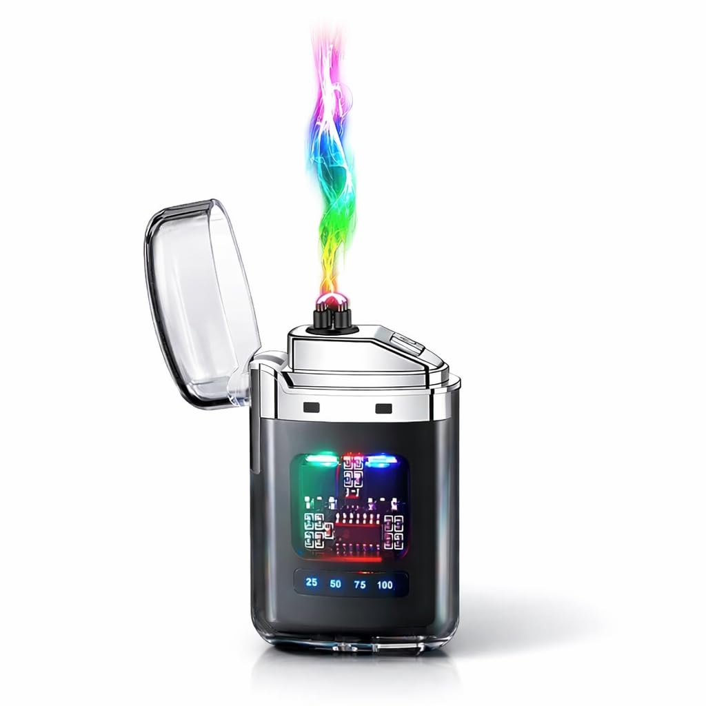 Dual Arc Electric Lighter with USB Type-C Charging and LED Power Display