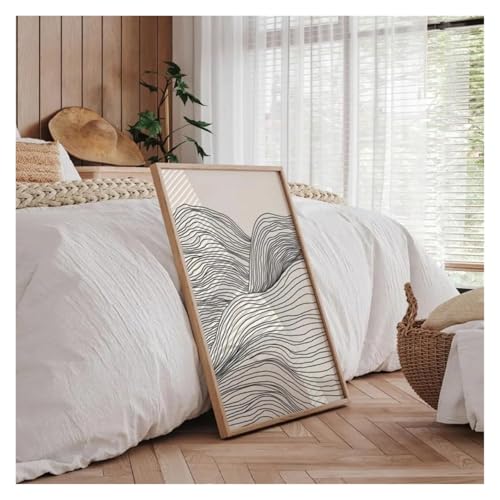 Cuadro sobre lienzo minimalista beige para decorar el comedor con elegancia abstracta 4