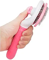 Escova Rasqueadeira Tira Pelos Pet Cães e Gatos (Rosa)