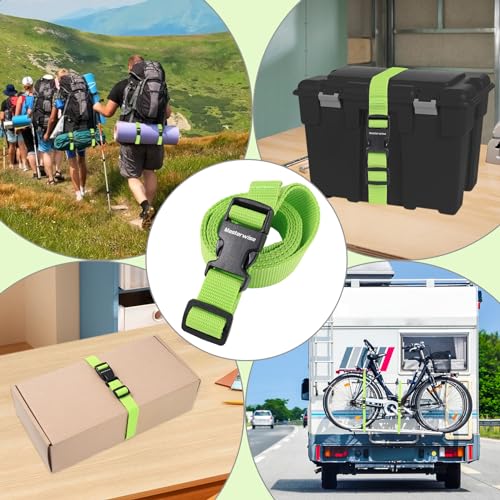Image of Buckle Straps with Clips, Adjustable Nylon Straps with Buckle, Packing Straps, Green 4 Pack (6'x1 inch)