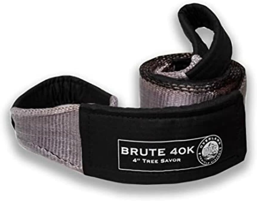 Overland Vehicle Systems Tow Strap 40,000 lb. 4" x 8' Gray with Black Ends & Storage Bag Universal - 40,000 lb. Breaking Strength - for Use in Automotive Recovery and Towing