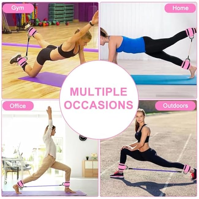 Ankle Resistance Bands with Cuffs, LIOUCBD Ankle Bands for Working Out, Ankle Resistance Band for Leg, Women Exercise Equipment for Kickbacks Hip Fitness Training Yoga Pilates Gym