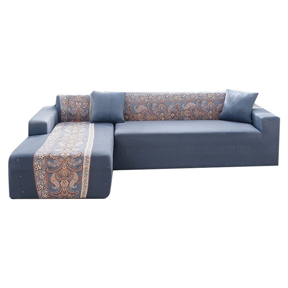 Housse canapé en L extensible pour protéger un canapé sectionnel 3+4 places