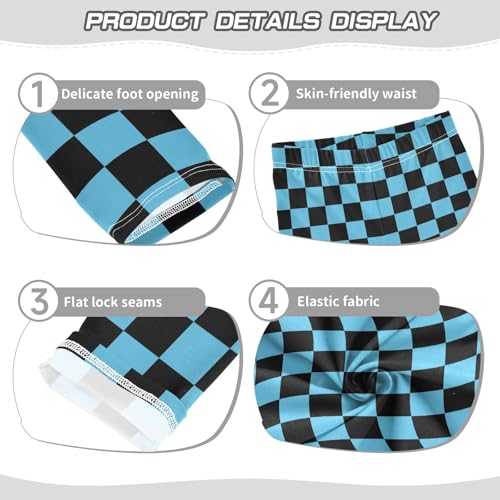 Girls' Athletic Leggings Ankle Length Yoga Dance Pants Kids Teen 4T Black Blue Checked3