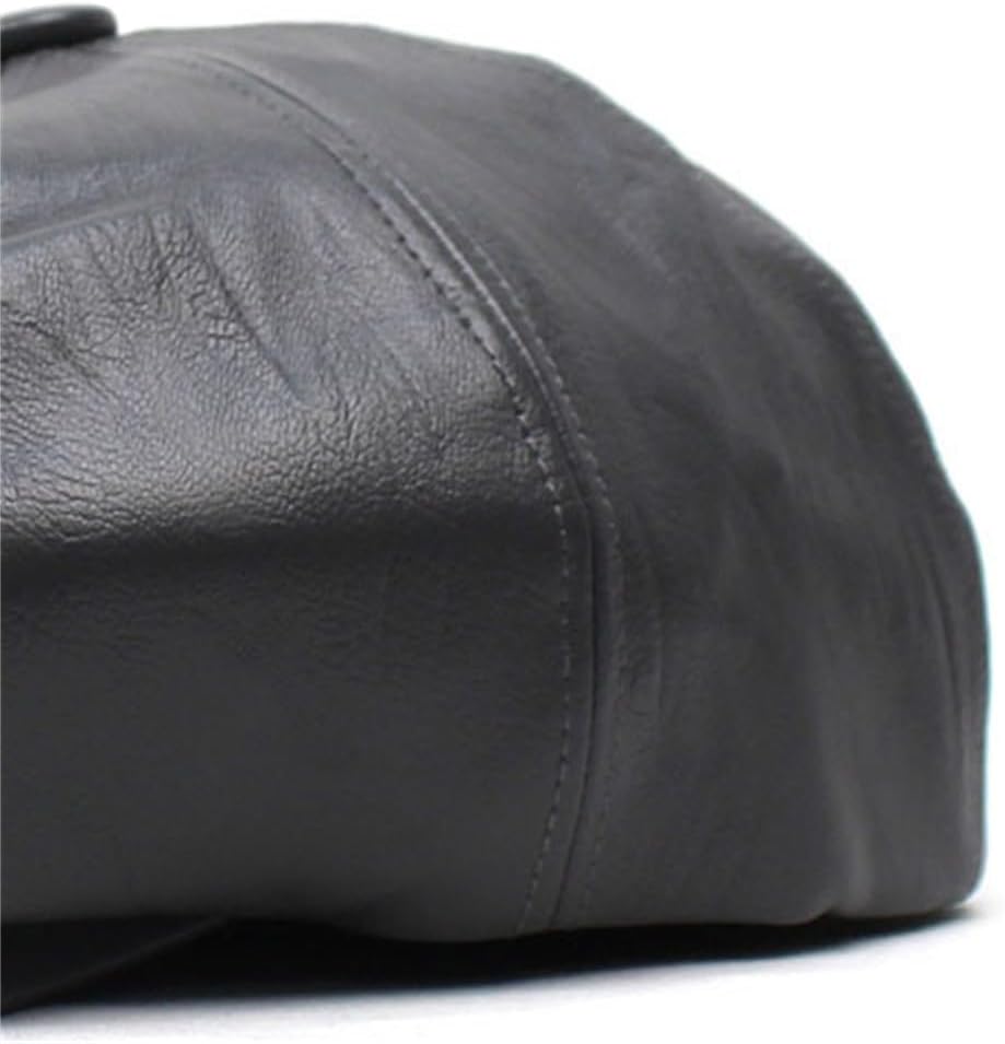 Grey Vintage Duck Tongue Cap Men's Beret PU Octagonal Hat Painter's