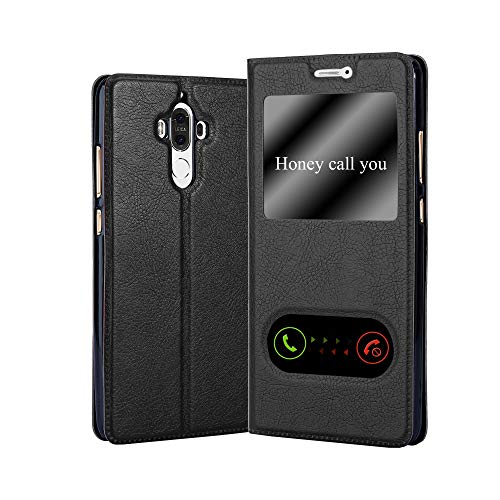 Cadorabo Funda Libro para Huawei Mate 9 en Negro Cometa - Cubierta Proteccíon con Cierre Magnético, Función de Suporte y 2 Ventanas- Etui Case Cover Carcasa