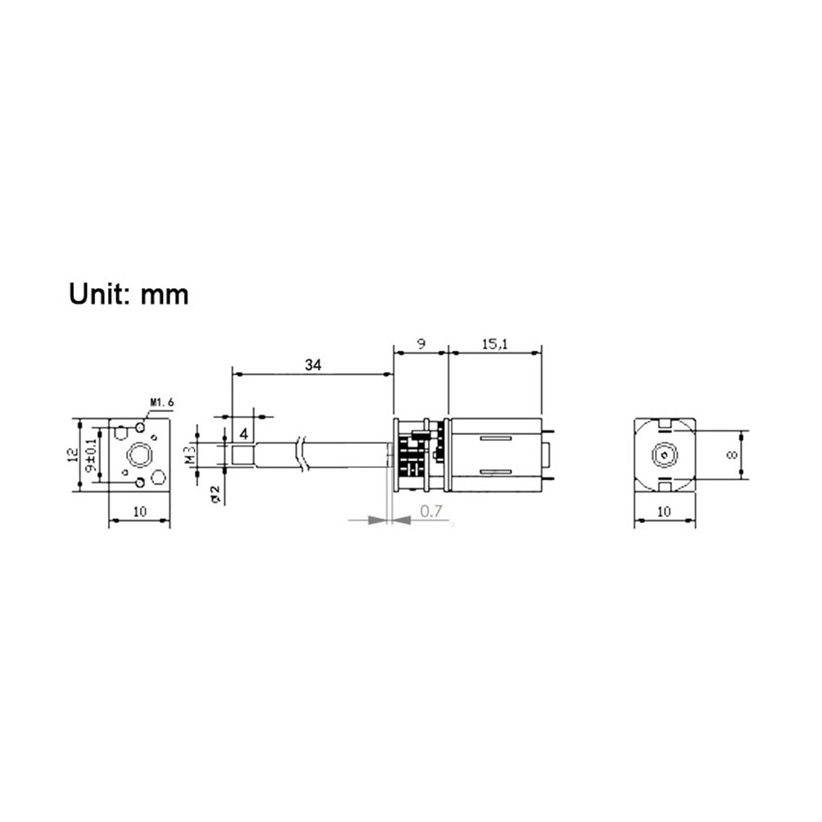 GA12-N20-M3*34 mikrosilnik redukcyjny DC 3V wał gwintowany metal