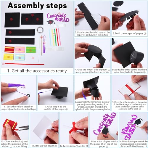 Lineshading 8 Pcs Class of 2025 Congrats Grad Cake Topper Diploma Book 2025 Graduation Cake Decoration for 2025 High School College Graduation Celebration Party Supplies(Purple)
