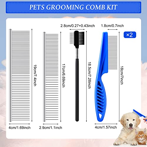 Pet Comb 5 Pieces Dog Comb Tear Stain Remover Comb Stainless Steel Pet Comb Double Sided Dog Eye Comb Brush Multipurpose… - Image 2