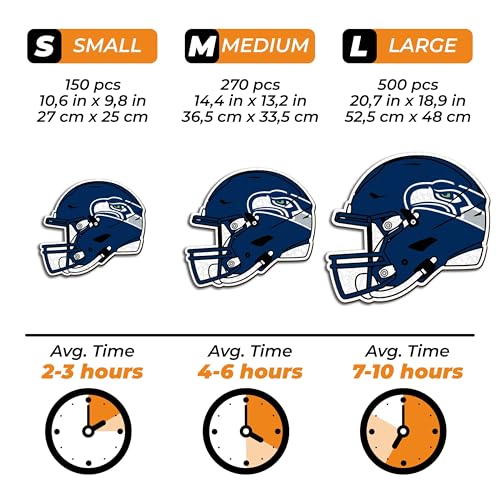 Iconic Puzzles, Seattle Seahawks Helmet, Wooden Puzzle officially licensed NFL, 100% sustainable - Image 4