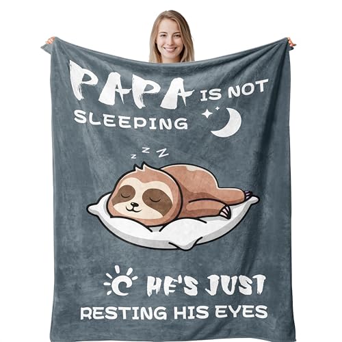 Remwiso Papa Gifts from Grandkids Funny Gifts for Papas Papas Birthday Gifts Best Papas Gifts for Grandpa Fathers Day Grandpa Gifts Super Soft & Cozy Sloth Blanket 60 x 50