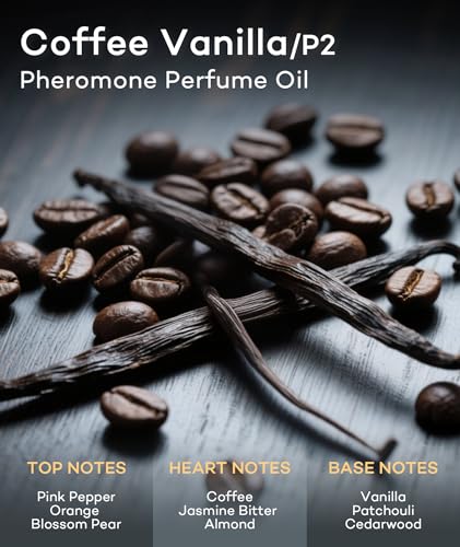 Image of purefittech Pheromones Perfume Oil for Women, Long Lasting Coffee Vanilla Roll-on Fragrance, Pure Extrait de Parfum, 0.34 fl oz (10ml) Travel Size, Made in USA,Eau de Parfum
