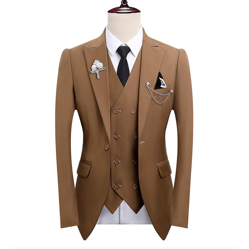 DAIHAN Abito da Uomo 3 Pezzi Completo Eleganti Completo Formale e Slim Fit Blazer Gilet Pantaloni per Matrimonio Cerimonia Lavoro Business Autunno Primavera
