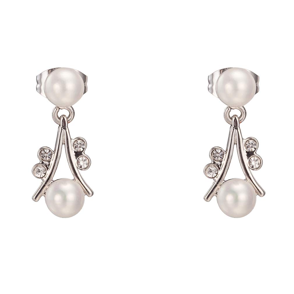 Boucles d'oreilles pendantes plaquées or anti-allergie avec perle