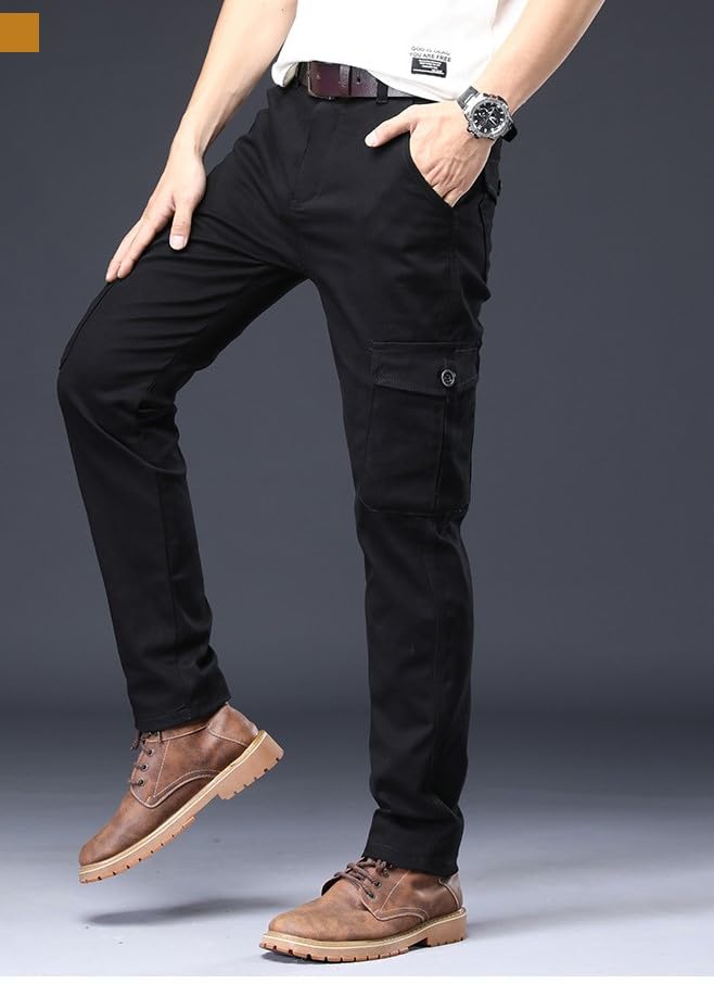 Image of Men's Cotton Cargo Pants Multi-Pocket,Comfortable Work Pants, Durable Trousers & Everyday Wear-CP-036