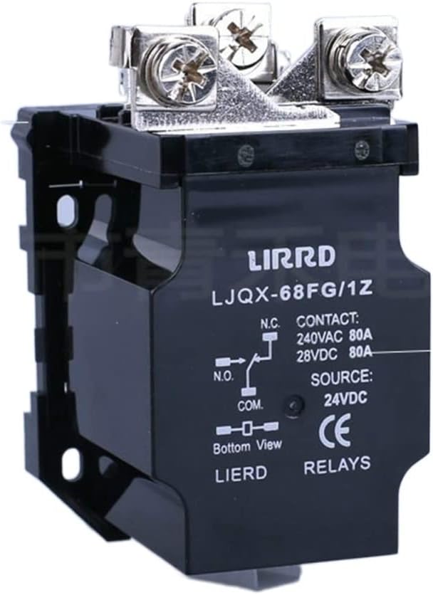 Relay Jqx - 68fg / 1z High-Power 80A Guide Installation 12v Will Electric Current 24v Ljqx 58f 63f(Black Shell DC 12V)