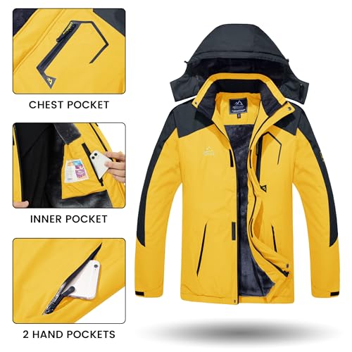 Image of TACVASEN Men's Winter Skiing Jackets Water Resistant Fleece Coats Insulated Thermal Snowboard Jacket Parka Raincoat with Hood