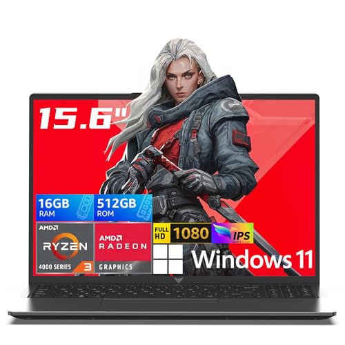 2026 Laptop with AMD Ryzen 4300U Processor 15.6 Inch FHD Display Laptop AMD Radeon Graphics Laptop Computer 16GB RAM 512GB SSD, Windows 11, Wi-Fi, Type-C, Webcam Cover Slide