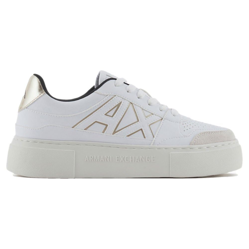 Armani Exchange Women Kurt, Low Cut, Platform Sole, Colour Contrasts Sneaker, Op White Pale, 6.5 UK
