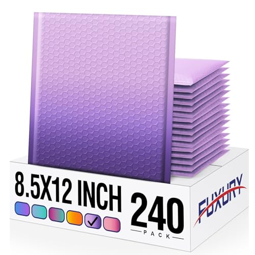 Image of Fuxury 240Pack Thick Bubble Mailers 8.5x12 inchGradient Purple Bubble Envelopes