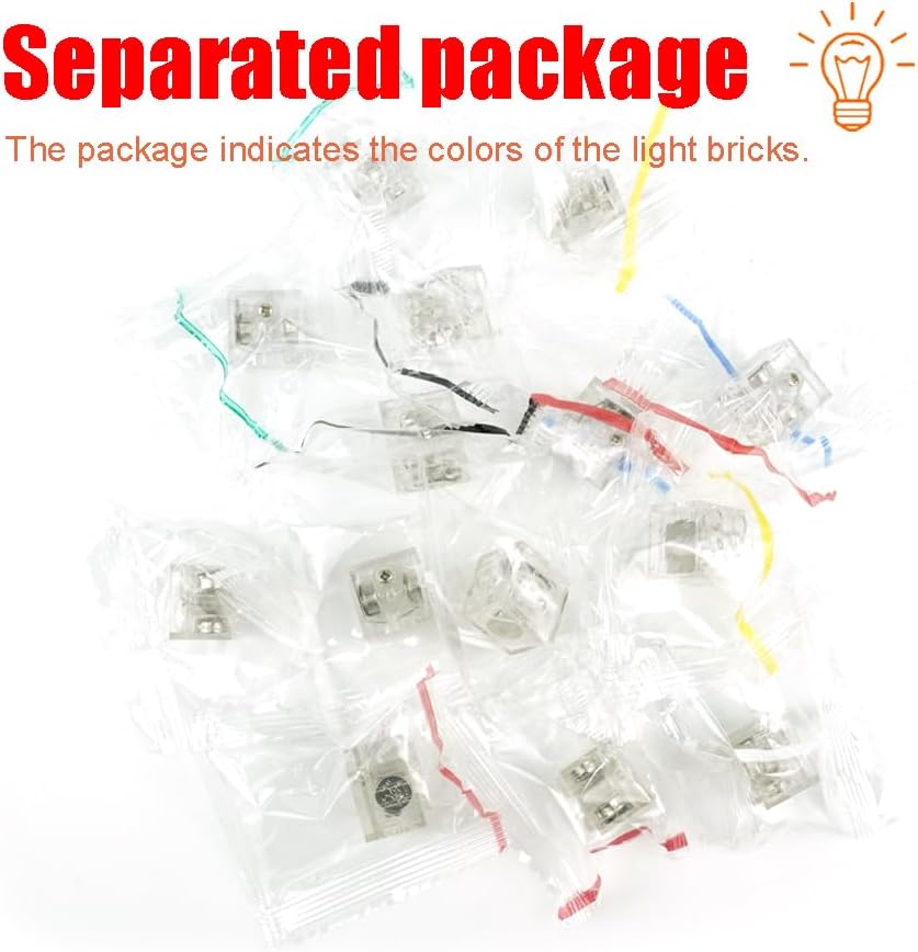 Pamvava Light Up Bricks Accessories Kits, 2x2 Classic Transparent LED Light Brick Pack, 14 Pieces Parts Building Blocks Set Toys