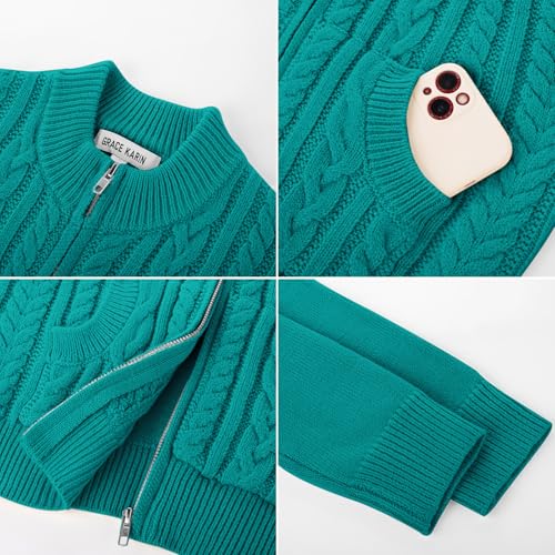 Image of GRACE KARIN Girls Knit Cardigan Sweater Zip Long Sleeve Kids School Uniform Fall Jacket Size 6-14