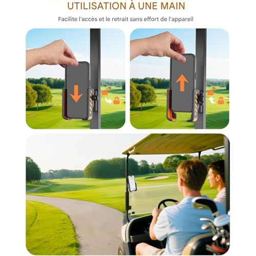 Fixation magnétique de téléphone pour golf et moto à libération rapide