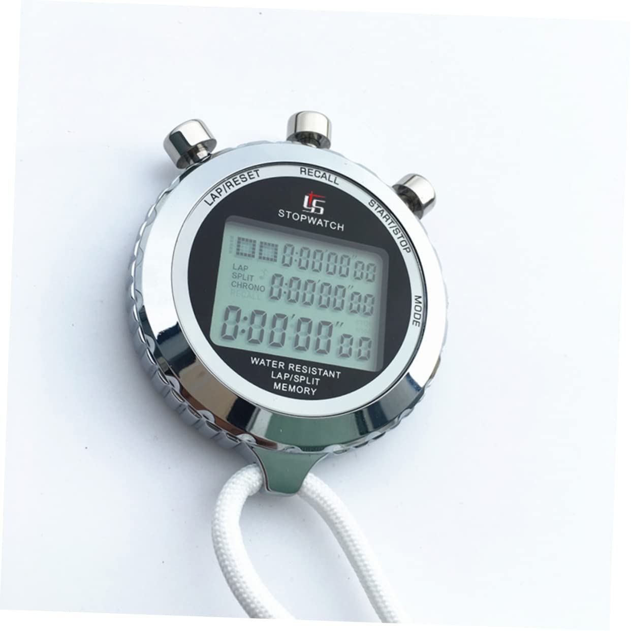 Cronometro Digitale in Acciaio Inox a 3 File per Allenamento | Display Lcd, Impostazione Timer, Formato Portatile con Tracolla, Conteggio 120 Corsie