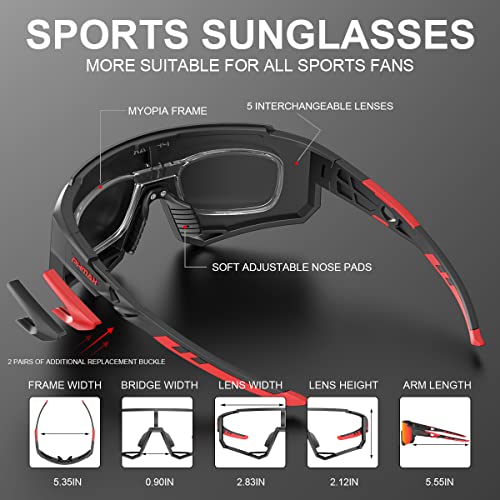 Phmax Polarized Cycling Glasses With 5 Interchangeable Lenses,Mtb Biking Running Baseball Sports Sunglasses For Men Women #TOP3