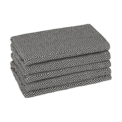 Tuiste Turkish Hand Towels Black | 5-Pack Bulk Cotton Kitchen Dish Towels for Drying Dishes | Absorbent Dishcloths for Kitchen | Tea Towels for Kitchen | Bar Rags | Bar Towels | Diamond Pattern