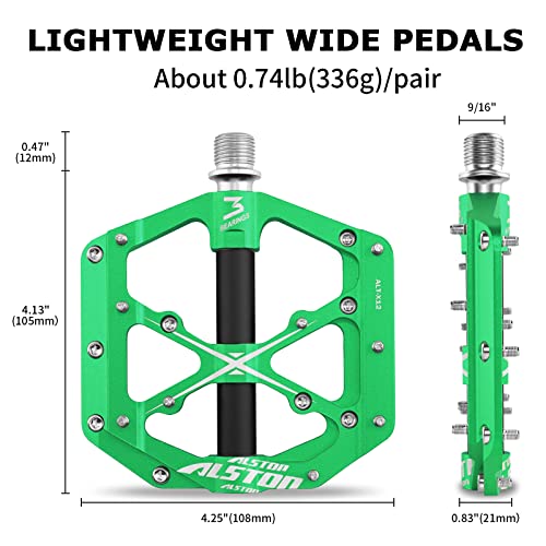 Alston Mountain Bike Pedals 3 Sealed Bearing Non-Slip Lightweight Machined Cycling Ultra Strong Spindle Alloy Pedal For Mtb And Road Bike 9/16" Colorful #TOP1