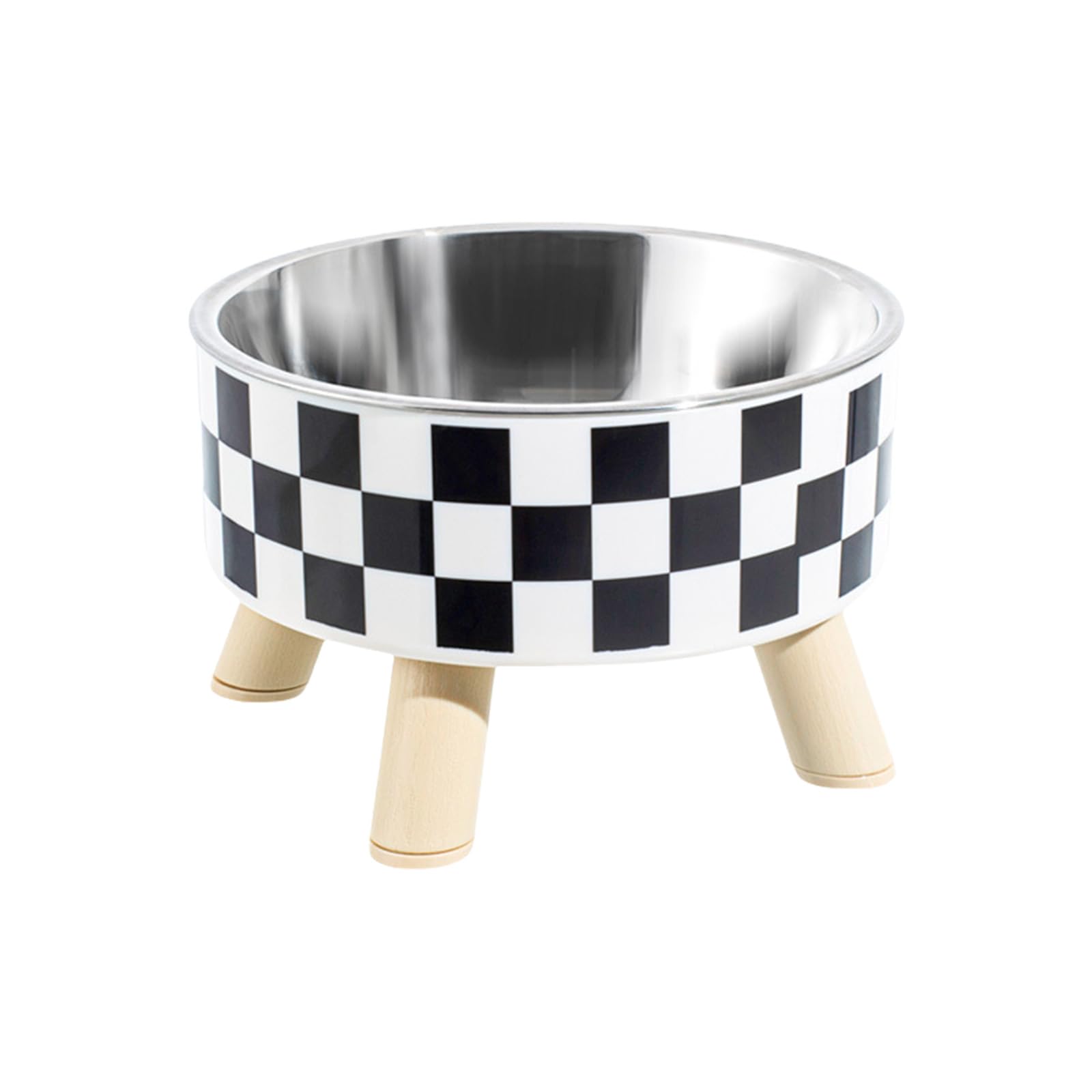 LIUZIKUN Elevated Dog Bowl Stand With Feeders Dishes For Most Dog Size Checkered Print Food Stainless Steel