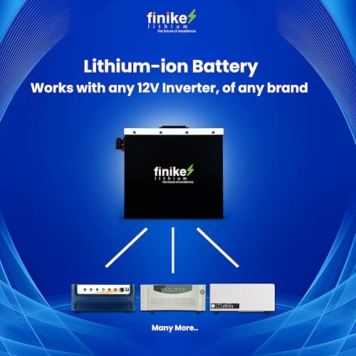 Image of Finike 12.8V 105Ah LiFePO4 Lithium Battery for Inverter with Smart Display & Inbuilt BMS | 1344Wh | Fast Charging | Long Backup | Works with All 12V Inverters | 5 Year Warranty
