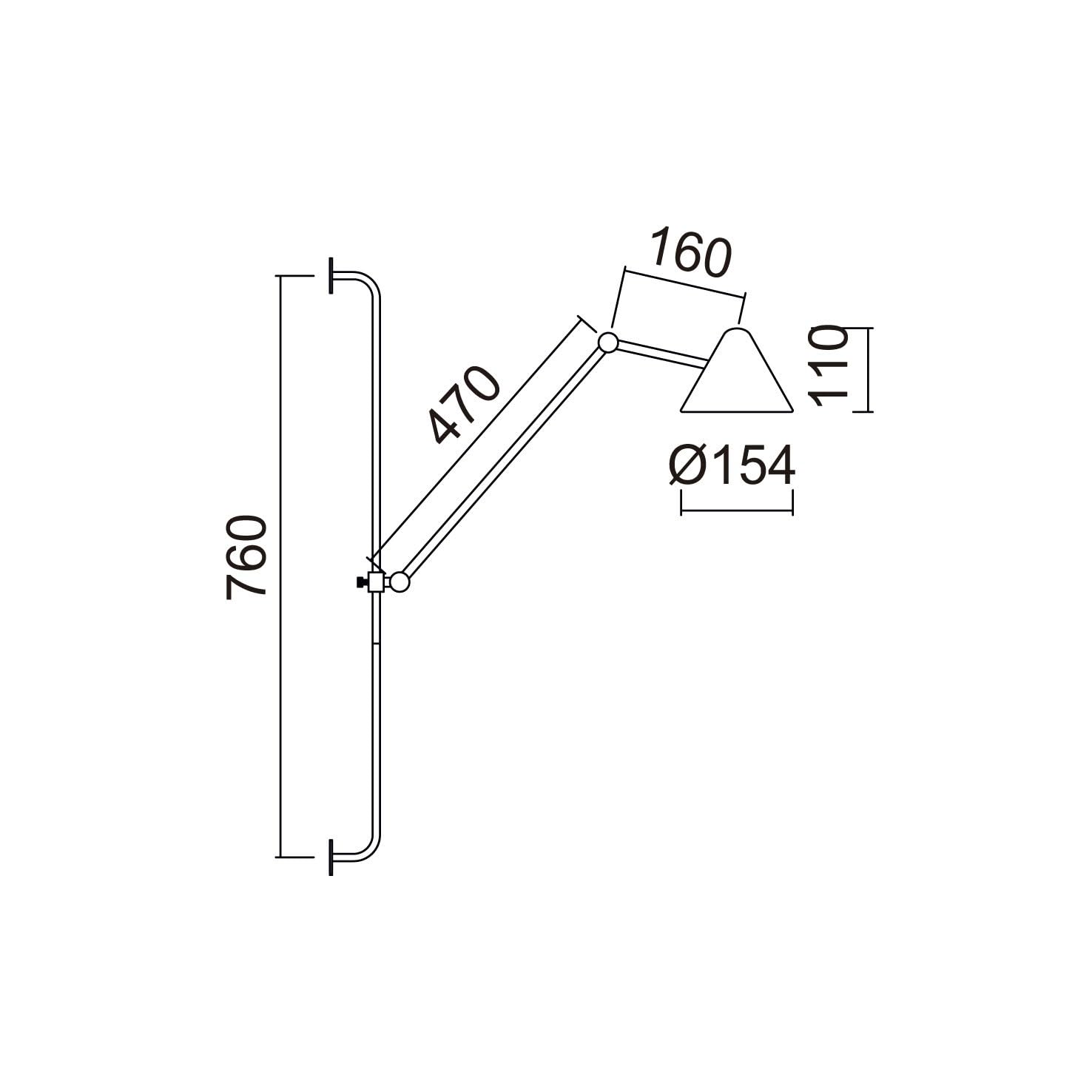 Applique da parete ARM H.76 cm, Nero | LED COB 5W