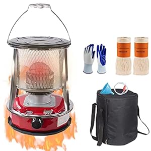 Kerosinekachel voor de winter niet-elektrische verwarming binnenshuis kerosine fornuis brander hoog rendement met valbescherming camping olieverwarmers verstelbare vlam (kleur: rood, maat: 4,6 l)
