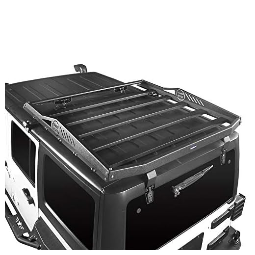 V8 GOD Wrangler JK Roof Rack Cargo Basket Luggage Carrier Basket for Hard Top w/LED Lights Compatible with Jeep Wrangler JK Unlimited 4-Door 2007-2018