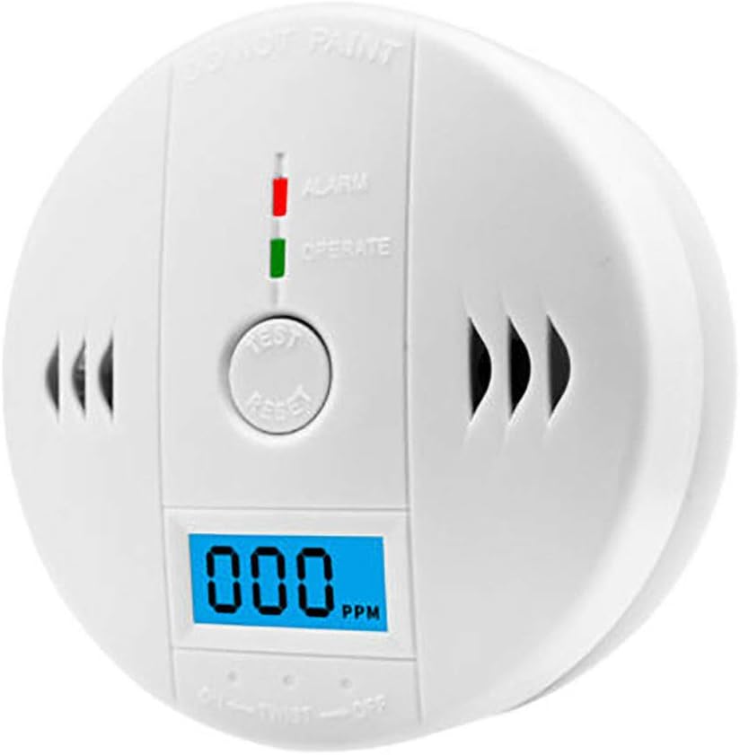 2 Pack CO Detector, Carbon Monoxide Gas Detection, CO Alarm with LCD Digital Display, Not Included Battery Powered - - 