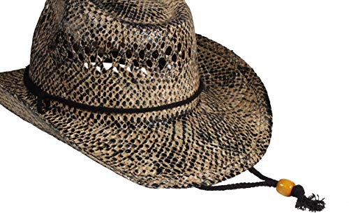 Western Outback Cowboy Hat Men's Women's Style Straw Felt Canvas (034 Brown Bull Head)