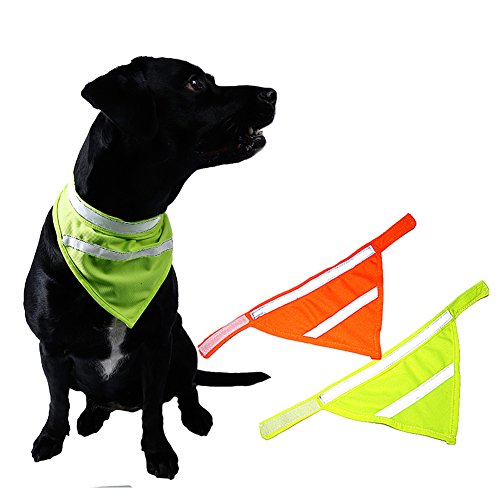 Encell Set Of 2 Dog Bandana Reflective Scarf Safety Pet Hunting Bandana,Green,L #TOP4